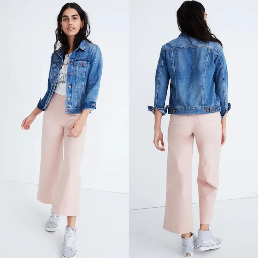 Madewell Emmett Wide Leg Crop Pants Pink Oyster Plus Size 34 High Rise Preppy - Picture 2 of 16